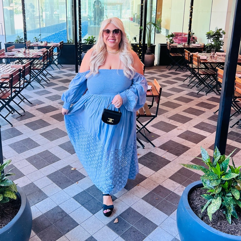 Free People Light Blue Off-Shoulder Maxi Dress